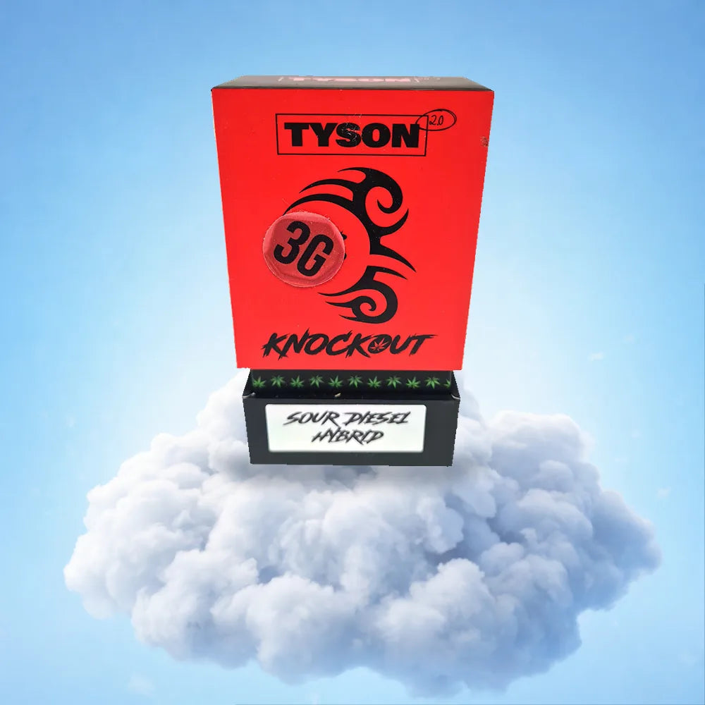 Boîte Tyson 2.0 Knockout Sour Diesel Hybrid — puff jetable 3 g CBC