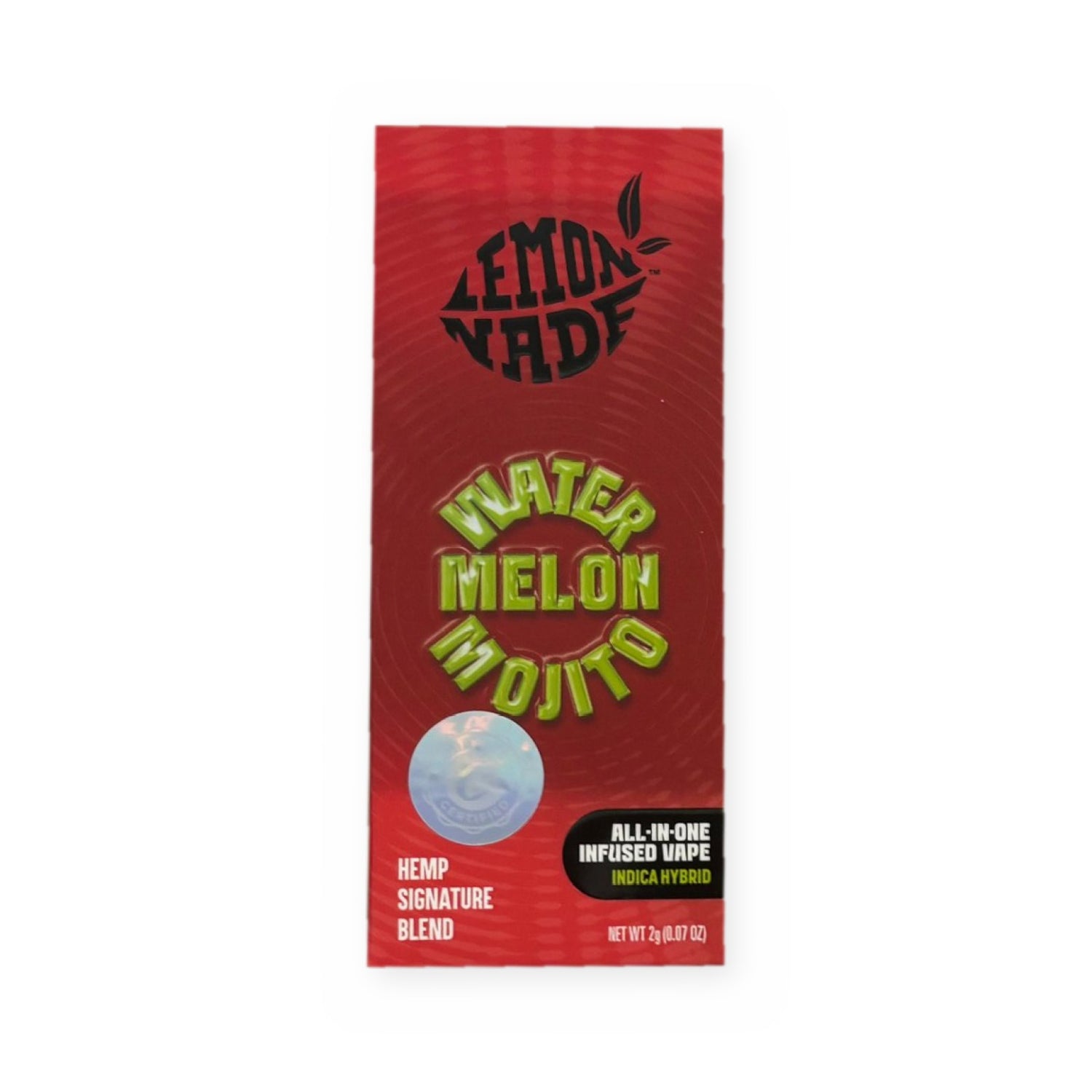 Lemonnade Watermelon Mojito — étui rouge de la puff jetable all-in-one 2 g, face avant
