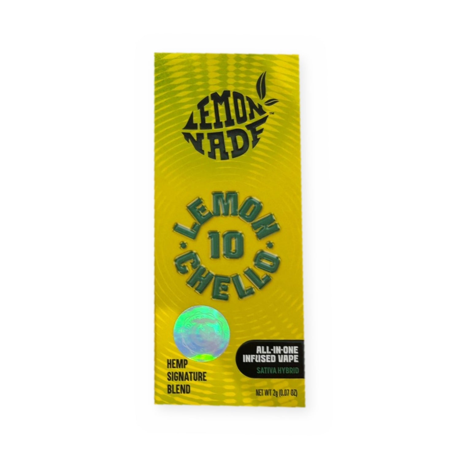 Lemonnade Lemon 10 Chello — étui jaune de la puff jetable all-in-one 2 g, face avant
