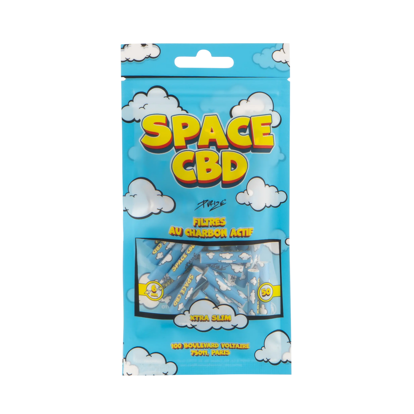 Filtres Purize x Space CBD – Charbon Actif Xtra Slim Purize