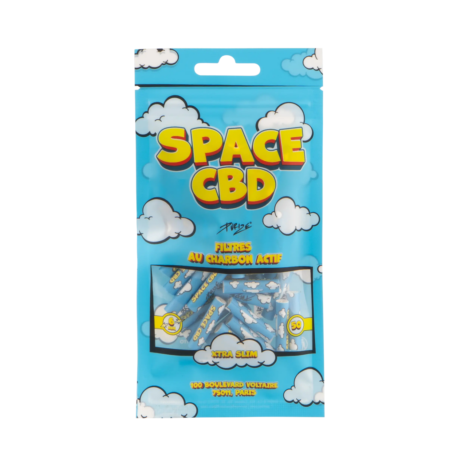 Filtres Purize x Space CBD – Charbon Actif Xtra Slim Purize