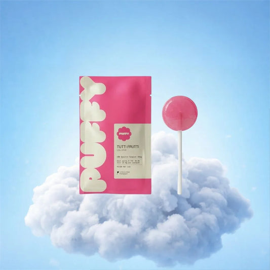Sucette Edible Delta-9 & CBD Puffy : L'Éveil Cosmique - Saveur Tutti Frutti 🍓🍉