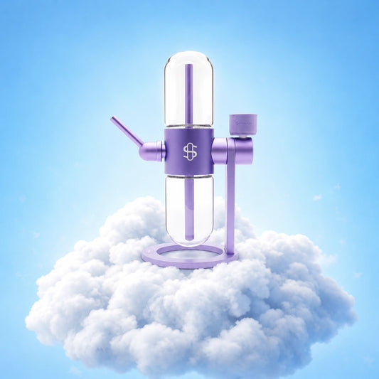 Gravity Infuser Violet, Stündenglass — sur fond de nuage