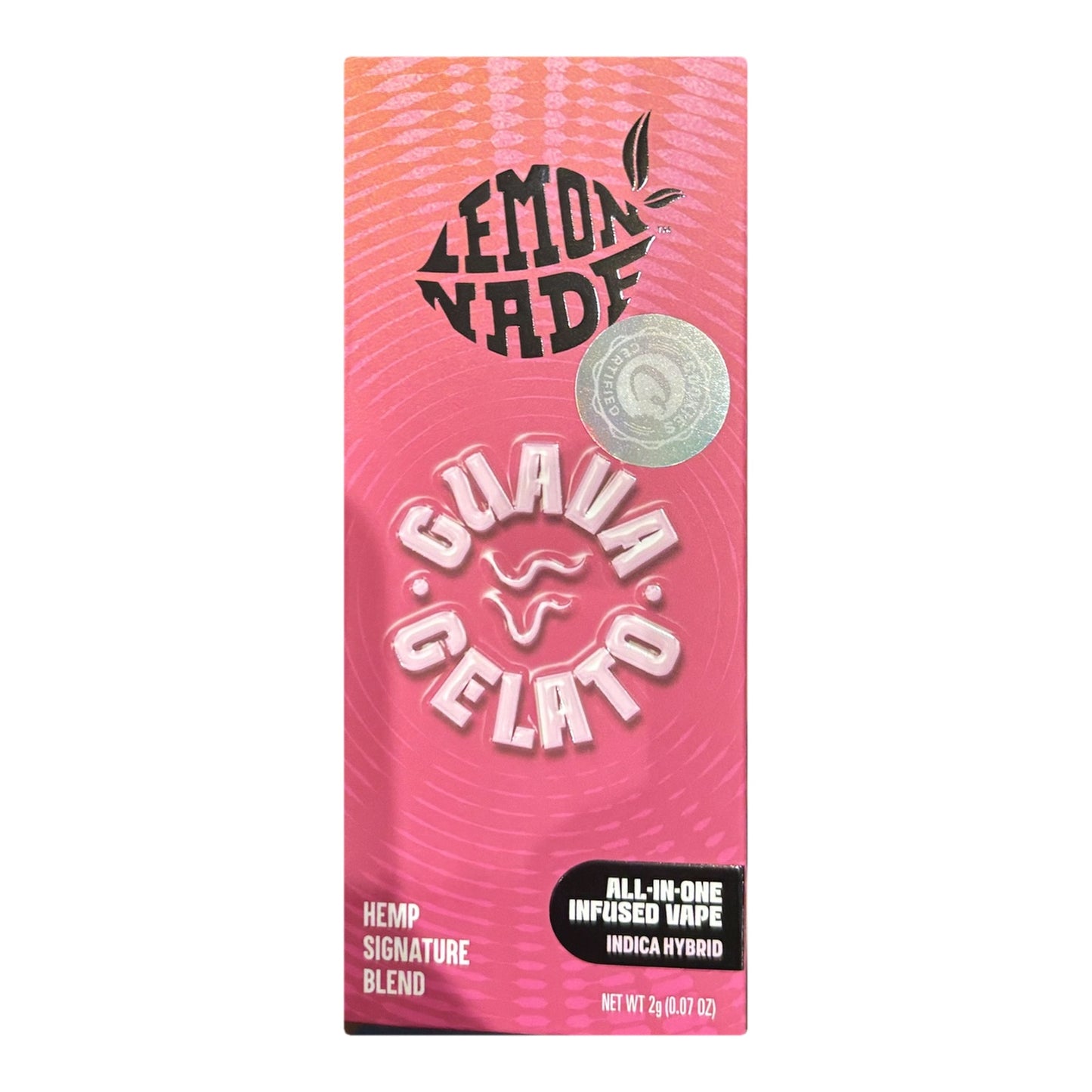 Lemonnade Guava Gelato — étui rose de la puff jetable all-in-one 2 g, face avant