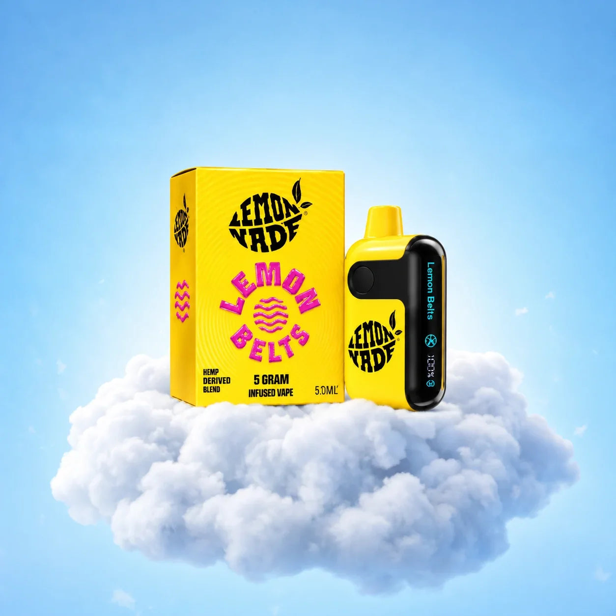 Lemon Yade Lemon Belts — puff jetable 5 g CBD+ et son étui jaune