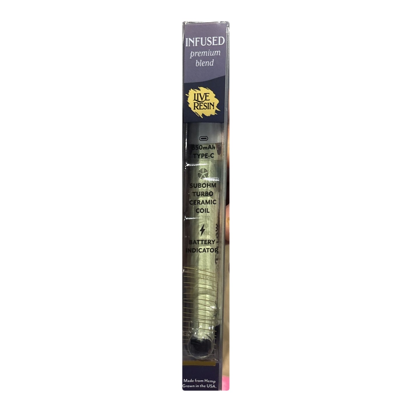 Mellow Fellow Chicago gg5 — vue de côté, écran LED, USB-C et bobine céramique